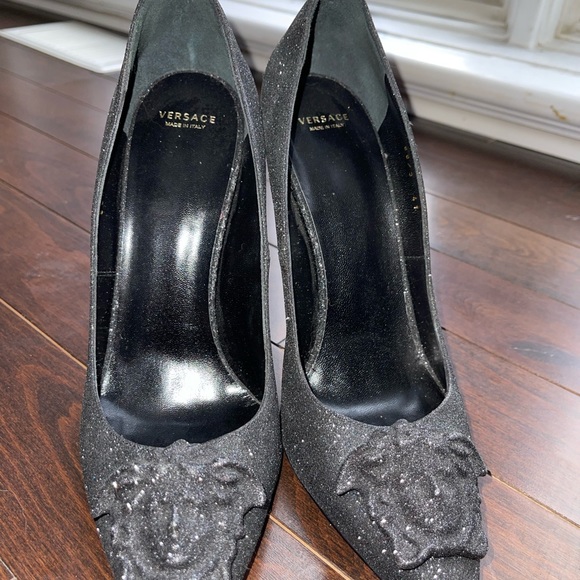 NWT Black Glitter Versace Heels - Picture 7 of 8